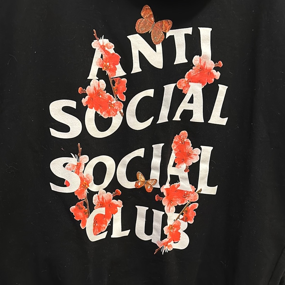 Anti Social Social Club Hoodie with Floral Design Size L